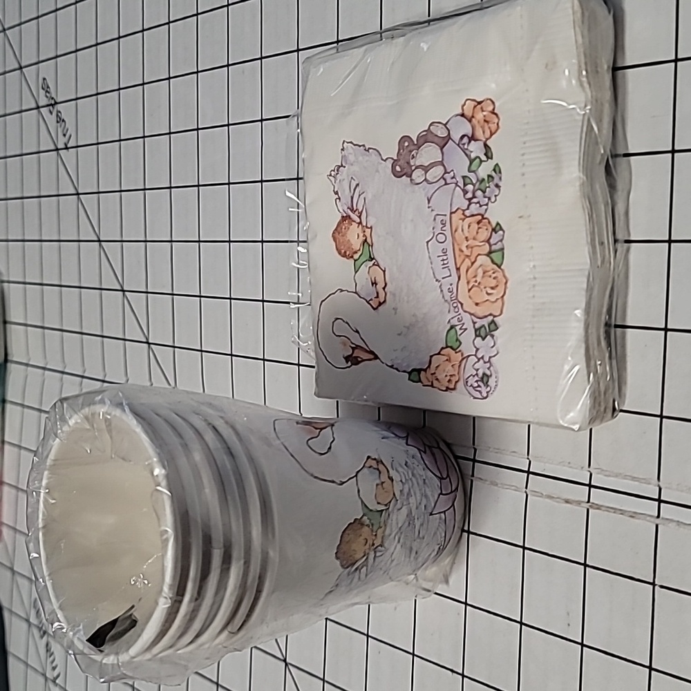 Vintage American‎ Greetings Beverage Napkins and 9 oz Cups,  NIP